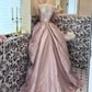 Light Pink Designer Neckline Waist-Cinched Fitted Puffy Long Tiered Vintage Romantic Dress, Wedding Gown gh7536