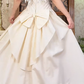 Off‑White Vintage Palace‑Style Neckline Fitted Waist Embroidered Full Flared Skirt Long Prom Gown, Wedding Dress gh8599