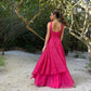 Pink Fashion Elegant Exquisite Lace Strap Long Tulle Ball Gown Evening Dress Wedding Guest Party Dress gh3362