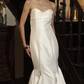 Ivory Strapless Sweetheart Mermaid Wedding Dress Satin Ruffled Skirt Bridal Gown gh9849