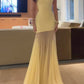 girlhomeshops-Gelb Elegante Meerjungfrau Schlank Lange Chiffon Ballkleid Abschlusskleid gh5930