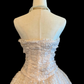Vintage Blush White Lace Midi Ball Gown, Strapless Sweetheart Neck, Ruched Bodice, Full A‑Line Midi Skirt, Retro Short Bridal Prom Dress gh8902