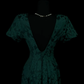 Dark Green Vintage Jacquard Maxi Gown, Square Neck, Cap Short Sleeves, All‑Over Floral Scroll Jacquard Fabric, Fitted Waist Sheath Maxi Silhouette, Retro Noble Evening Prom Photoshoot Dress gh8865