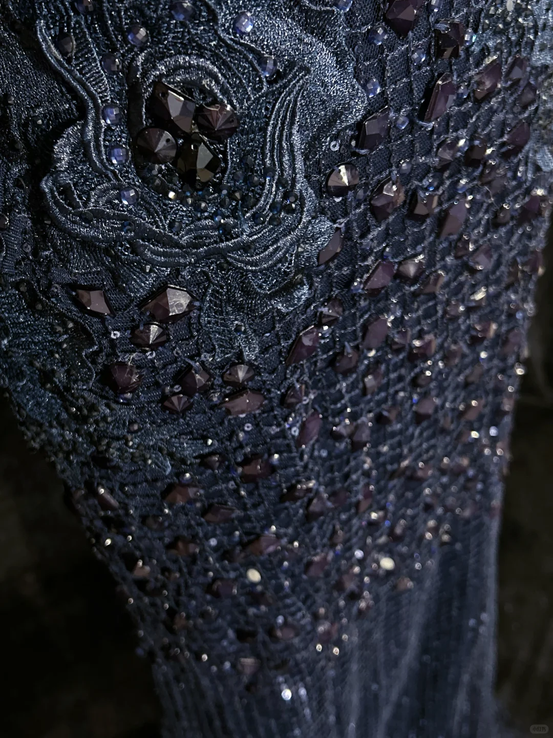 High Neck Navy Blue Mermaid Evening Gown Sleeveless Mesh 3D Floral Lace Sequined Formal Dress for Prom gh9537