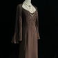 ✨Girlhomeshops-Coffee Spaghetti Strap Butterfly Beaded Chiffon Mermaid Evening Gown gh10279