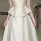 New Chinese Style Two‑Piece Prom Evening Gown Beige Satin Stand Collar Short Sleeve Dress Beaded Tassel Detail A‑Line Long Skirt for Wedding Guest Banquet Formal Occasion gh8943