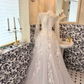 White Long Sleeve Lace Waist-Cinched Fitted Long Romantic Dress, Wedding Gown gh7494