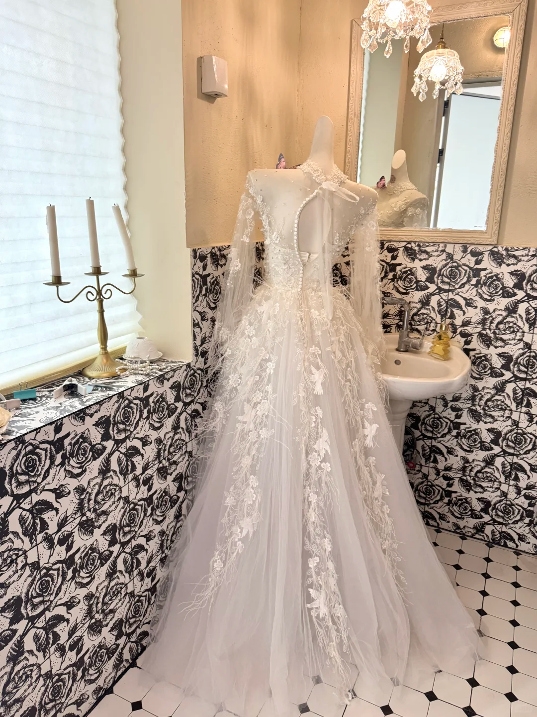 White Long Sleeve Lace Waist-Cinched Fitted Long Romantic Dress, Wedding Gown gh7494