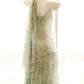 Women Vintage Long Mermaid Formal Dress Spaghetti Straps Cowl Neck Mint Green Paisley Print Hand Beaded Chiffon Evening Gown With Matching Neck Scarf gh9586