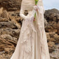 Robe cintrée à volants, manches évasées, couleur or champagne gh6405