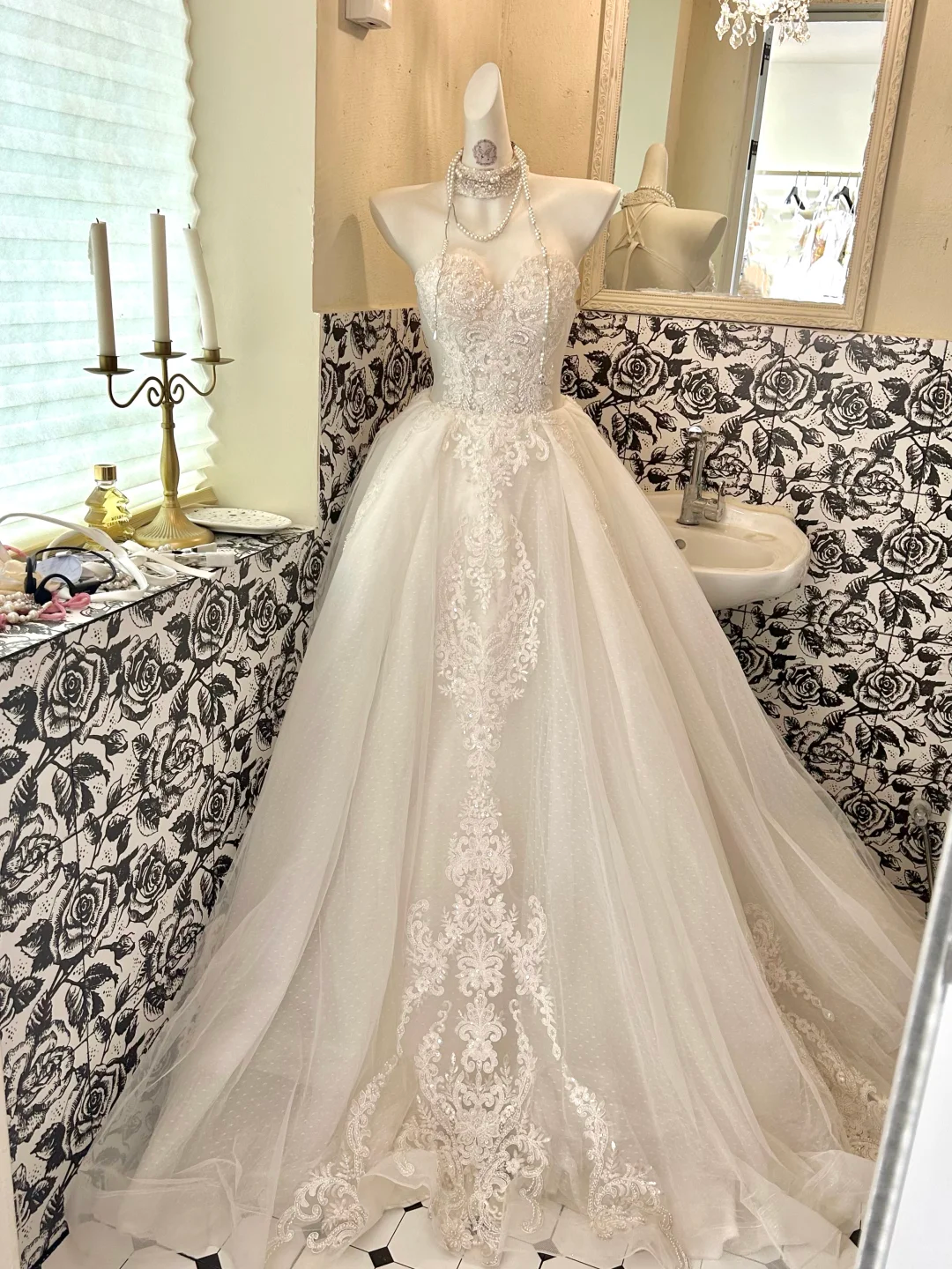 Ivory Vintage Elegant Strapless Embroidered Cinched Waist Full Flared Skirt Long Romantic Dress, Wedding Gown gh7789