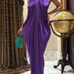 Halter Sleeveless Purple Satin Train Gown | Luxury Glam Open-Back Slit Maxi Dress for Gala Party gh6459