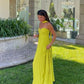 Gelbes, elegantes, langes Chiffon-Ballkleid, Abendkleid für Hochzeitsgäste, Partykleid gh3430