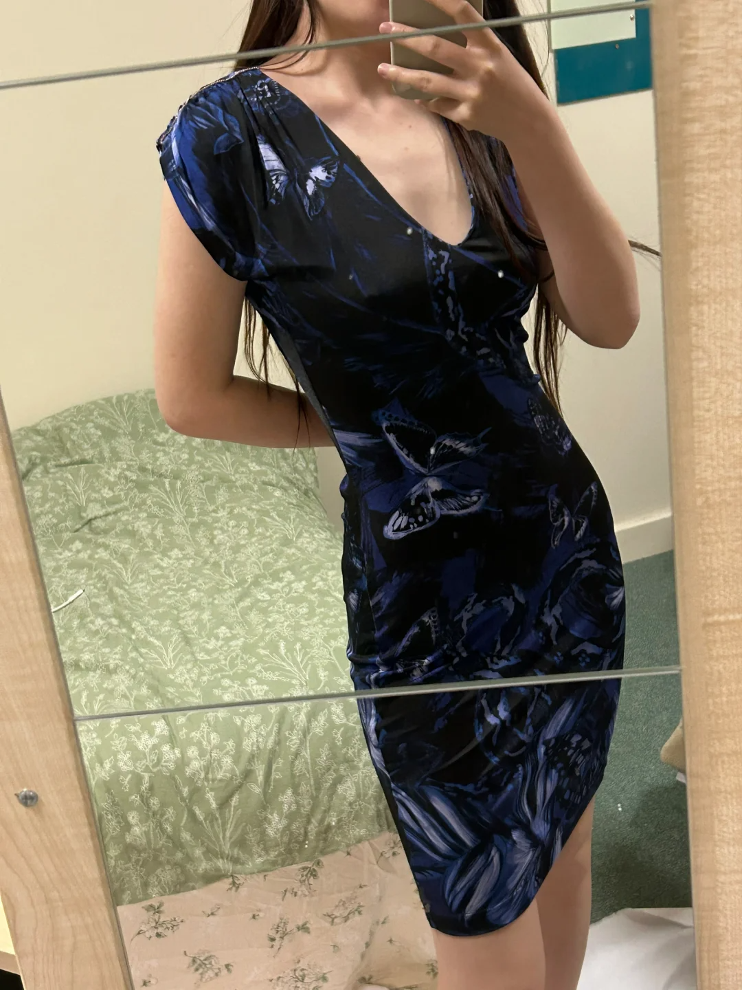 Sexy Navy Blue Vintage Pattern Fitted Waist Slim Bodycon Prom & Evening Party Dress gh8468