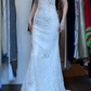 Ivory Halter Long Formal Gown Lace Applique Rhinestone Beaded Mermaid Prom Dress gh9638