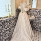 White Off-Shoulder Soft Waist-Cinched Fitted Satin Long Romantic Dress, Wedding Gown gh7513