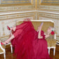 Rosa Mode Einzigartige Rose Spitze Ausschnitt Lange A-Linie lange Satin Ballkleid Abendkleid Partykleid gh3340