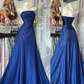 Elegant Vintage Blue Strapless Fitted Waist Slim Long Prom & Evening Party Dress gh8478