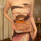 Brown Tone Vintage Floral Strapless Fitted Waist Bodycon Sexy Prom & Evening Party Dress gh8405