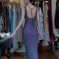 Sleeveless Round Neck Ombre Evening Gown Full Beaded Sequin Fitted Mermaid Vintage Long Prom Dress gh9703
