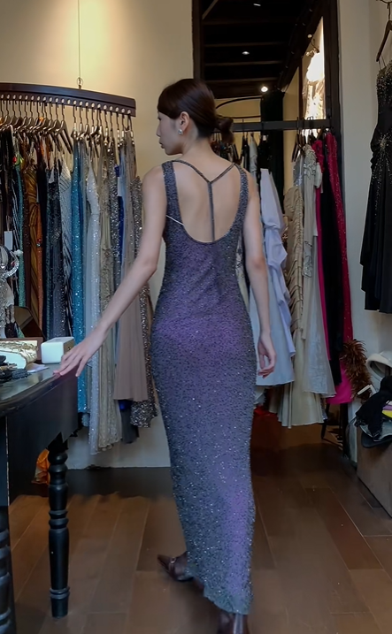 Sleeveless Round Neck Ombre Evening Gown Full Beaded Sequin Fitted Mermaid Vintage Long Prom Dress gh9703