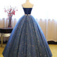 Blaues glänzendes süßes, niedliches, charmantes, exquisites Blumentüll-A-Linien-Abendkleid mit langem Abendkleid für 16-jährige Erwachsene, Zeremoniekleid gh3554