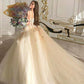 Champagne color gorgeous off shoulder exquisite lace floral applique long elegant ball gown formal evening dress prom dress gh3452