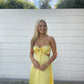 Yellow/Pink Strapless Elegant Simple Long Ball Gown Evening Gown Bridesmaid Dress gh3046
