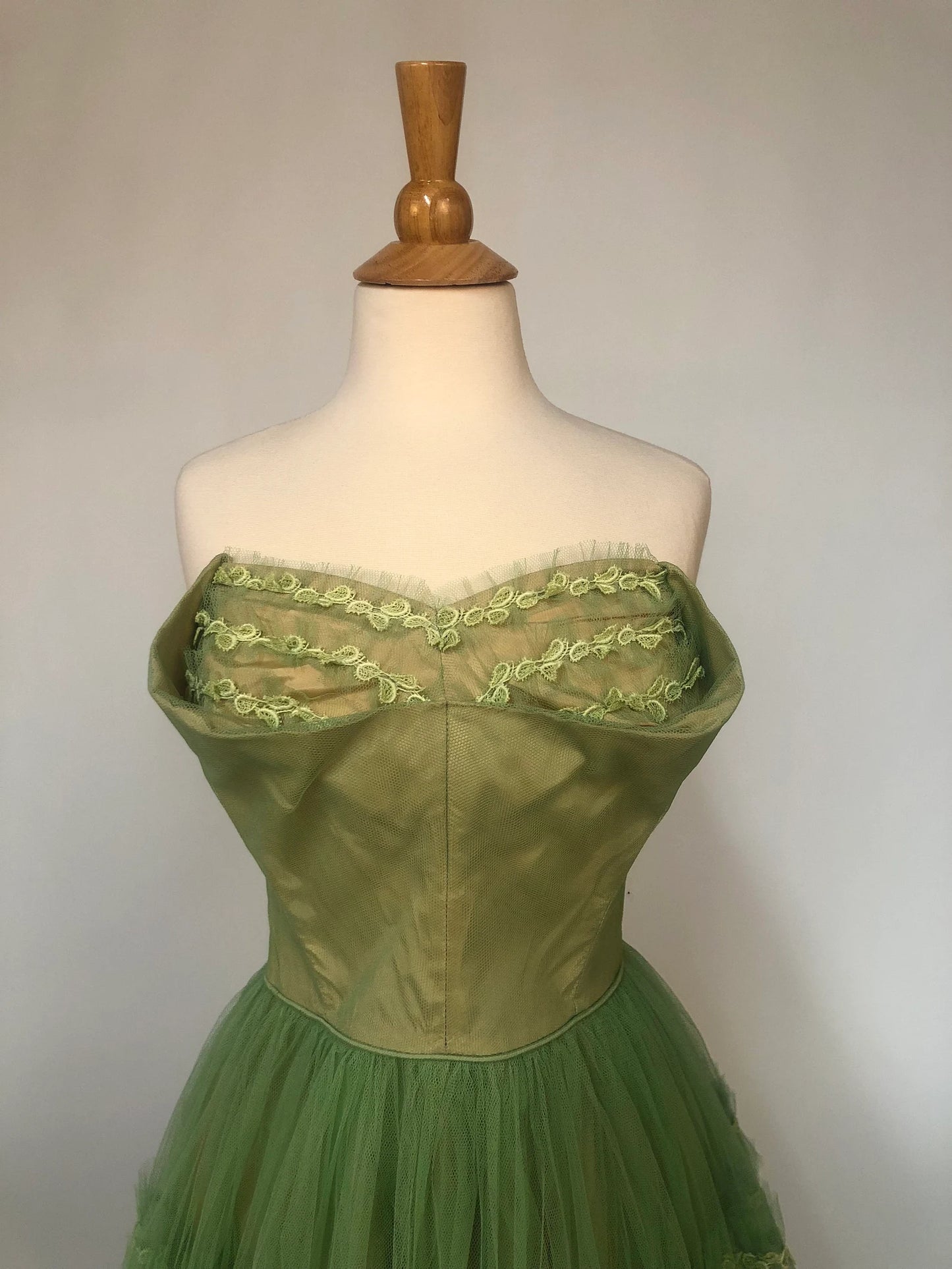 Robe de soirée longue en tulle et dentelle, style rétro, élégante et exquise, vert clair, style féerique, gh3671