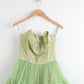 Robe de soirée longue en tulle et dentelle, style rétro, élégante et exquise, vert clair, style féerique, gh3671