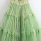 Robe de soirée longue en tulle et dentelle, style rétro, élégante et exquise, vert clair, style féerique, gh3671