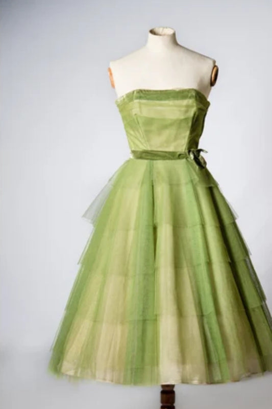 Robe de soirée en tulle longue et charmante pour jeunes, robe de soirée, robe de fête d'anniversaire, robe de retour à la maison, mode verte, gh3540