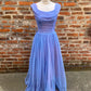 Robe de soirée longue en tulle violet brillant vintage élégante et exquise avec perles gh3412