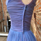 Robe de soirée longue en tulle violet brillant vintage élégante et exquise avec perles gh3412