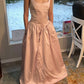 Light Pink Retro Fashion Elegant Square Neck A-Line Long Satin Princess Ball Gown Evening Dress Party Dress gh3554