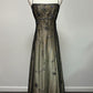 Superbe robe de soirée longue en satin et tulle perlé style vintage ombré gh3429