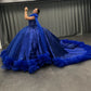 Blaues wunderschönes, exquisites, langes, elegantes Tüll-Ballkleid-Abendkleid gh3582