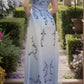 Girlhomeshops – Blau-weißes, exquisites, florales Trägerkleid, modisches, langes, bodenlanges Tüll-Ballkleid, Abschlussballkleid, gh5520