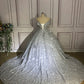Silber Wunderschöne Glänzende Off-shoulder Pailletten Lange Prinzessin Bodenlangen Ballkleid Abendkleid Brautkleid gh3445