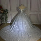 Silber Wunderschöne Glänzende Off-shoulder Pailletten Lange Prinzessin Bodenlangen Ballkleid Abendkleid Brautkleid gh3445