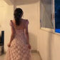girlhomeshops-Pink short-sleeved lace retro elegant long prom dress gh5758