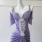 Purple Flowing Long/Short Satin Homecoming Dress Prom Dress Birthday Party Dress Evening Dress gh4408