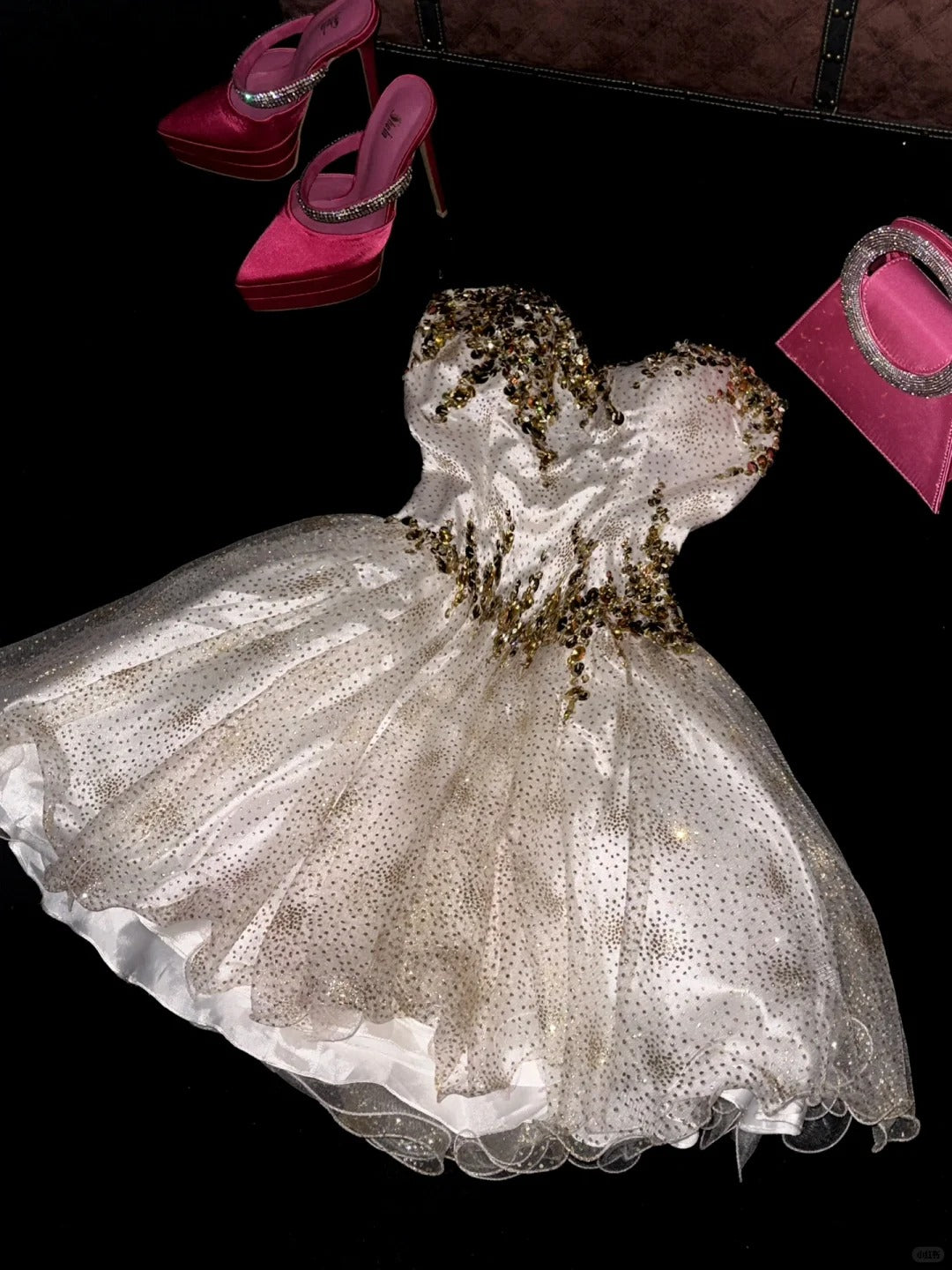 Robe de soirée courte en tulle ornée de perles et de paillettes, magnifique robe de bal, robe d'anniversaire, gh4458