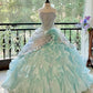 Girlhomeshops - Blaues, wunderschönes, elegantes, glänzendes, langes Quinceanera-Kleid aus Tüll, Ballkleid, Abschlusskleid, gh5002