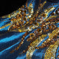 Blue gold beaded sequined gorgeous short homecoming dress satin party dress birthday dress gh4459