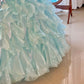 Girlhomeshops - Blaues, wunderschönes, elegantes, glänzendes, langes Quinceanera-Kleid aus Tüll, Ballkleid, Abschlusskleid, gh5002