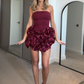 girlhomeshops – Stilvolles und schlichtes kurzes Satin-Heimkehrkleid gh5631