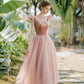 Pink/Red Cute A-line Long Prom Dress Evening Dress Graduation Party Dress 8646