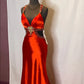 Red gorgeous shiny fashion exquisite beaded backless long elegant satin floor-length train prom dress evening dress gh3545
