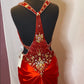 Red gorgeous shiny fashion exquisite beaded backless long elegant satin floor-length train prom dress evening dress gh3545